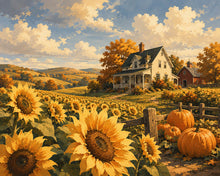 Charger l'image dans la galerie, Diamond Painting - Diamond Painting - Champ de Tournesols et Ferme Blanche