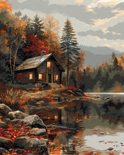 Charger l'image dans la galerie, Diamond Painting - Diamond Painting - Chalet Douillet près du Lac en Automne