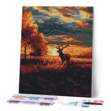 Charger l'image dans la galerie, Diamond Painting - Cerf Majestueux au Coucher du soleil en Automne