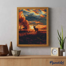 Charger l'image dans la galerie, Diamond Painting - Cerf Majestueux au Coucher du soleil en Automne