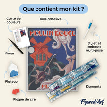 Charger l'image dans la galerie, Broderie Diamant - Affiche Moulin Rouge - Music Hall 40x50cm toile tendue sur châssis