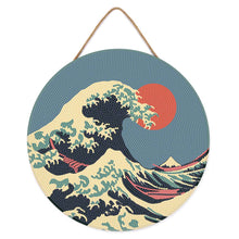 Charger l'image dans la galerie, Broderie Diamant sur Disque en Bois - La Grande Vague