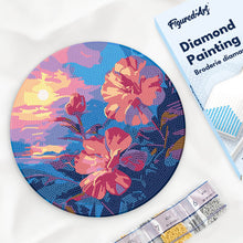 Charger l'image dans la galerie, Diamond Painting sur Disque en Bois - Hibiscus au coucher de soleil