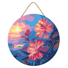 Charger l'image dans la galerie, Diamond Painting sur Disque en Bois - Hibiscus au coucher de soleil