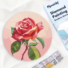 Charger l'image dans la galerie, Broderie Diamant sur Disque en Bois - Rose rouge