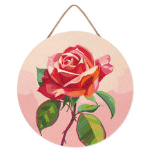 Charger l'image dans la galerie, Broderie Diamant sur Disque en Bois - Rose rouge