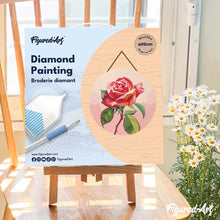 Charger l'image dans la galerie, Broderie Diamant sur Disque en Bois - Rose rouge
