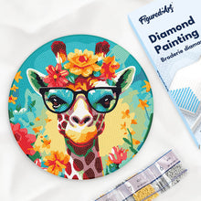 Charger l'image dans la galerie, Diamond Painting sur Disque en Bois - Girafe fantaisie et fleurs