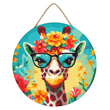 Charger l'image dans la galerie, Diamond Painting sur Disque en Bois - Girafe fantaisie et fleurs