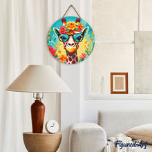 Charger l'image dans la galerie, Diamond Painting sur Disque en Bois - Girafe fantaisie et fleurs