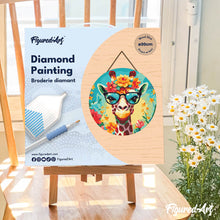 Charger l'image dans la galerie, Diamond Painting sur Disque en Bois - Girafe fantaisie et fleurs