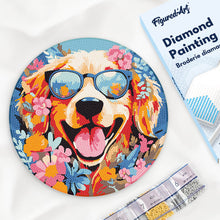 Charger l'image dans la galerie, Diamond Painting sur Disque en Bois - Chiot fantaisie et des fleurs