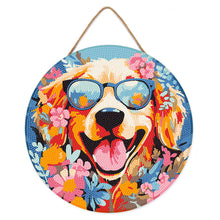 Charger l'image dans la galerie, Diamond Painting sur Disque en Bois - Chiot fantaisie et des fleurs