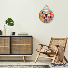Charger l'image dans la galerie, Diamond Painting sur Disque en Bois - Chiot fantaisie et des fleurs
