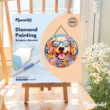 Charger l'image dans la galerie, Diamond Painting sur Disque en Bois - Chiot fantaisie et des fleurs
