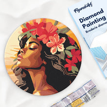 Charger l'image dans la galerie, Diamond Painting sur Disque en Bois - Femme florale