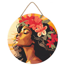 Charger l'image dans la galerie, Diamond Painting sur Disque en Bois - Femme florale