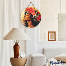 Charger l'image dans la galerie, Diamond Painting sur Disque en Bois - Femme florale