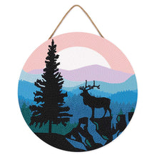 Charger l'image dans la galerie, Broderie Diamant sur Disque en Bois - Cerf majestueux et Paysage