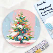 Charger l'image dans la galerie, Broderie Diamant sur Disque en Bois - Sapin de Noël Enneigé