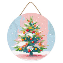 Charger l'image dans la galerie, Broderie Diamant sur Disque en Bois - Sapin de Noël Enneigé