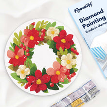 Charger l'image dans la galerie, Broderie Diamant sur Disque en Bois - Couronne de Noël Florale