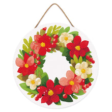 Charger l'image dans la galerie, Broderie Diamant sur Disque en Bois - Couronne de Noël Florale