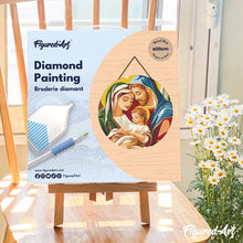 Charger l'image dans la galerie, Broderie Diamant sur Disque en Bois - Sainte Famille
