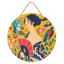 Charger l'image dans la galerie, Broderie Diamant sur Disque en Bois - La Femme à l’éventail - Klimt