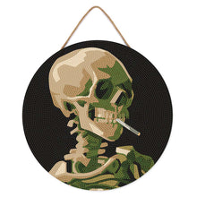 Charger l'image dans la galerie, Broderie Diamant sur Disque en Bois - Van Gogh - Crâne avec Cigarette