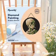 Charger l'image dans la galerie, Broderie Diamant sur Disque en Bois - Van Gogh - Crâne avec Cigarette