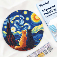 Charger l'image dans la galerie, Broderie Diamant sur Disque en Bois - Compagnons nuit étoilée