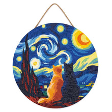 Charger l'image dans la galerie, Broderie Diamant sur Disque en Bois - Compagnons nuit étoilée
