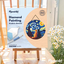 Charger l'image dans la galerie, Broderie Diamant sur Disque en Bois - Compagnons nuit étoilée