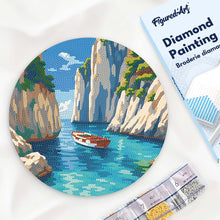 Charger l'image dans la galerie, Broderie Diamant sur Disque en Bois - Crique Bleue Paisible