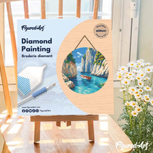 Charger l'image dans la galerie, Broderie Diamant sur Disque en Bois - Crique Bleue Paisible