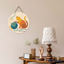 Charger l'image dans la galerie, Broderie Diamant sur Disque en Bois - Chat et Pelote