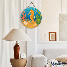 Charger l'image dans la galerie, Broderie Diamant sur Disque en Bois - Hippocampe