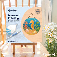 Charger l'image dans la galerie, Broderie Diamant sur Disque en Bois - Hippocampe