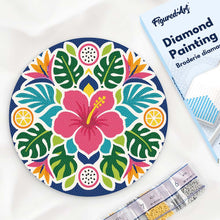 Charger l'image dans la galerie, Broderie Diamant sur Disque en Bois - Mandala hibiscus