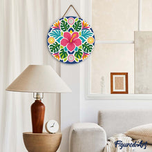 Charger l'image dans la galerie, Broderie Diamant sur Disque en Bois - Mandala hibiscus