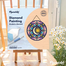 Charger l'image dans la galerie, Broderie Diamant sur Disque en Bois - Mandala céleste
