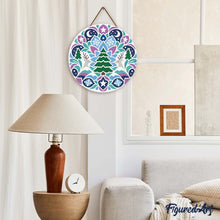 Charger l'image dans la galerie, Broderie Diamant sur Disque en Bois - Mandala de Noël