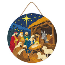 Charger l'image dans la galerie, Broderie Diamant sur Disque en Bois - Crèche de Noël