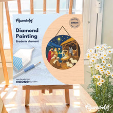 Charger l'image dans la galerie, Broderie Diamant sur Disque en Bois - Crèche de Noël
