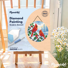 Charger l'image dans la galerie, Broderie Diamant sur Disque en Bois - Cardinaux d'hiver