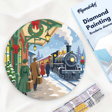 Charger l'image dans la galerie, Broderie Diamant sur Disque en Bois - Train des fêtes