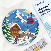 Charger l'image dans la galerie, Broderie Diamant sur Disque en Bois - Vacances d'hiver dans les Alpes