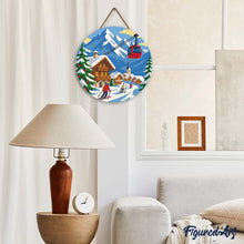 Charger l'image dans la galerie, Broderie Diamant sur Disque en Bois - Vacances d'hiver dans les Alpes