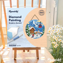 Charger l'image dans la galerie, Broderie Diamant sur Disque en Bois - Vacances d'hiver dans les Alpes